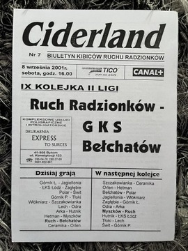 Program meczowy Ruch Radzionków - GKS Bełchatów 