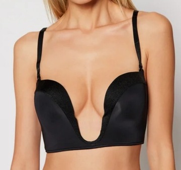 65E wonderbra 30DD ślubny W00J5 czarny strapless 