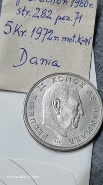 Dania 5 Kroner / koron 1972