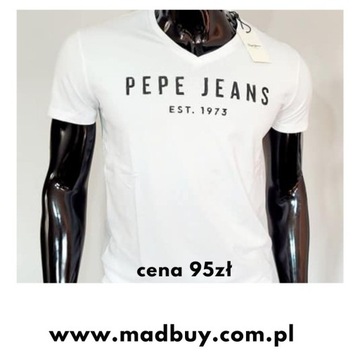 T-shirt Pepe Jeans biały logo w rozmiarze M