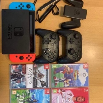 Nintendo Switch, 9 gier, stan bardzo dobry!