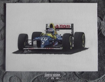 Obraz Alain Prost Williams FW15C 18x24cm akryl 