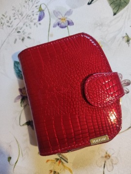 Portfel damski czerwony skórzany Peterson portmonetka