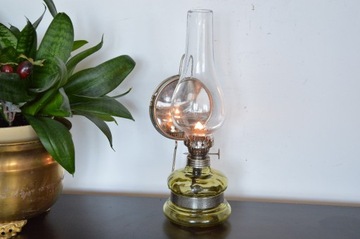 szklana LAMPA NAFTOWA z lusterkiem wisząca stojąca