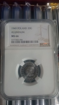 20 gr 1949 alu ngc ms 66 