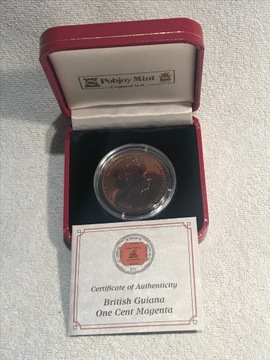 Moneta z Tytanu czerwony z certyfikatem 
