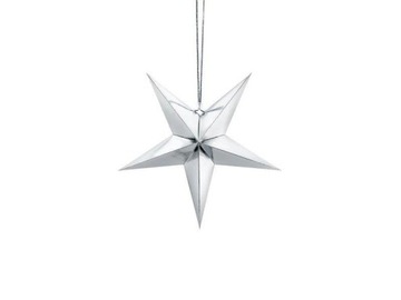 Gwiazda papierowa srebrna bożonarodzeniowa, 30cm