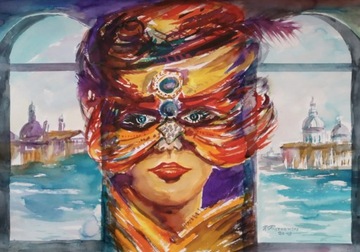 Wenecja, pejzaż, akwarela, 70x50 cm, ArtStudio