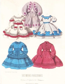MODA PARYSKA- Moda dla dzieci sukienki-ca. 1860 