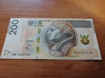 Banknot 200 zł seria BW