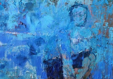 obraz olejny "Kobieta w błękicie" 80x110 cm