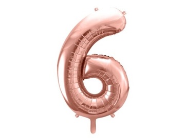 Balon foliowy cyfra "6" różowe złoto, 86 cm