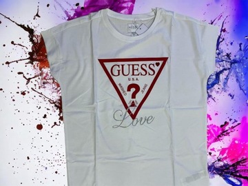 Guess bluzka t-shirt rozmiar S M biała 