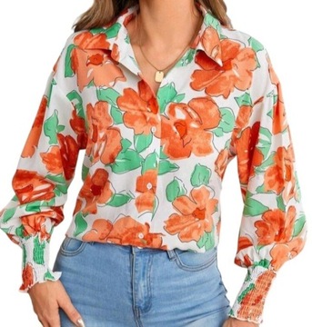Damska bluzka koszula w kwiaty wiosna komunia