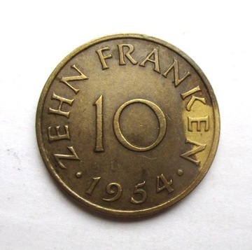 10 Franków 1954 r.  Saarland