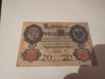 Banknot 20 Marek 1908 r
