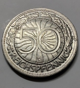 NIEMCY 50 Pfennig 1928D ŁADNA