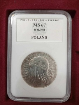 10 złotych 1932 Polonia - Głowa Kobiety PCG MS67