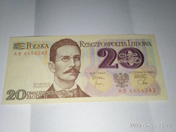 Banknot 20 zł PRL z 1982 r Pewex seria AB6656242