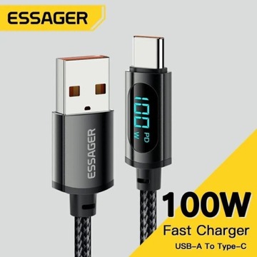 Kabel ładowania 2m USB-A i USB-C ESSAGER z LED
