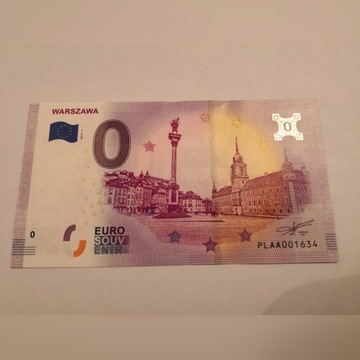 Banknot 0 Euro - Warszawa 2019, niski nr seryjny