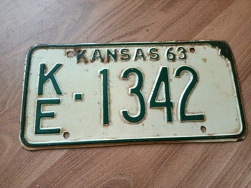 Kansas 1963 tablica rejestracyjna vintage