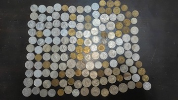 Zestaw 160 monet numizmatyka po 1945 obiegowe