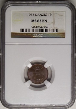 1 Pfennig 1937 NGC MS63 BN