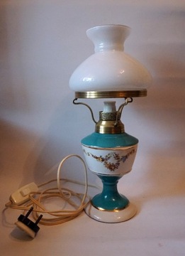 Włoska Porcelanowa Lampka elektryczna z kloszem