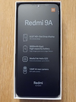 Xiaomi Redmi 9A 2GB/32 GB Granite Gray + etui NOWY