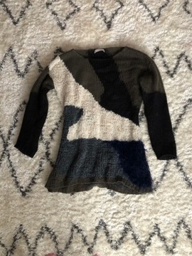 Wełniany sweter Stefanel khaki moro S/36