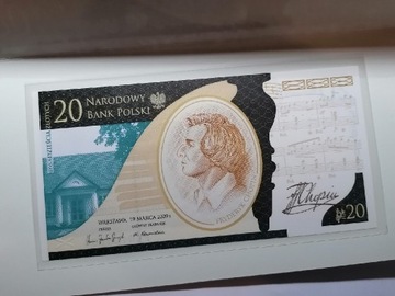 Banknot 20zł NBP Fryderyk Chopin UNC piękny 