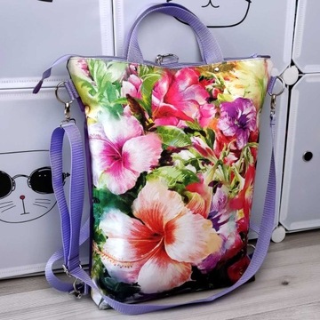 Torba-plecak wodoodporna Exotic Flowers handmade