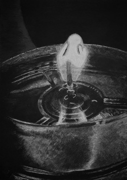 obraz rysunek A3 płomień czerń znicz knot węgiel