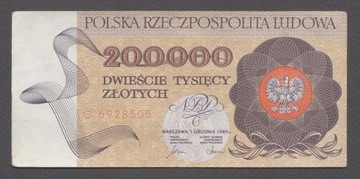 Banknot PRL 200 000 zł seria G
