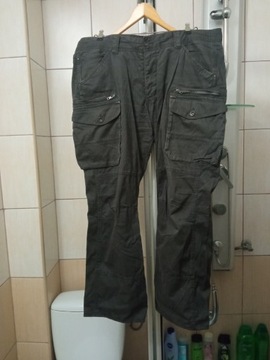 Spodnie męskie Reserved XXL bojówki siwe z kieszen