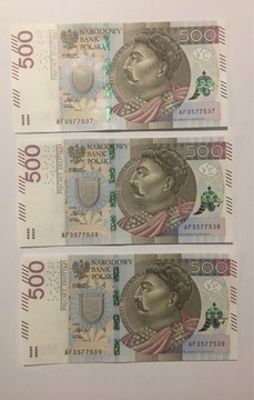 Banknot 500 złotych kolejne numery