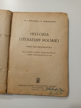 "Historia Literatury Polskiej" Podręcznik 1946