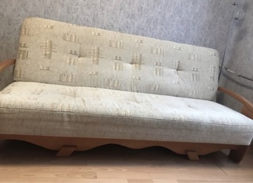 Wersalka rozkladana sofa drewniane boki plus fotel