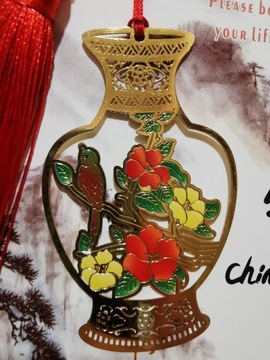 Metalowa chińska zakładka do książki wazon