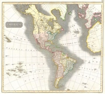Ameryka Północna  reprint XIX w. map