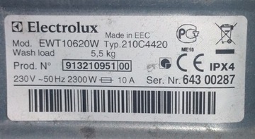 pralka Electrolux dwa metalowe boki EWT10620W