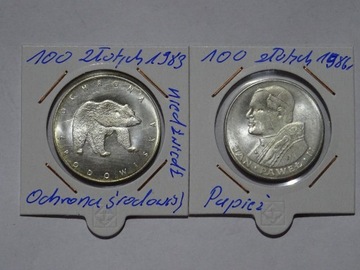 100 zł.1983,1986 PRL monety kolekcjonerskie