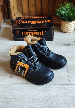 Ocieplane czarne buty ochronne ze skóry Urgent 37