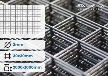 SIATKA ZGRZEWANA 2000x1000 30x30 fi 3 mm