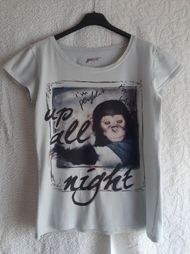 T-shirt z nadrukiem małpa jasnoszary DESIGNERS  M