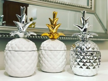 Pojemniki ananasy glamour srebrny złoty ananas 