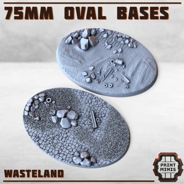75mm Oval Wasteland Base x2  od Print Minis