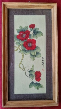 Chiny Japonia obraz kwiaty malowane na jedwabiu 1