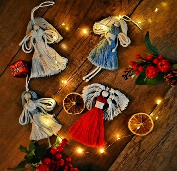 Ozdoby świąteczne makrama handmade 